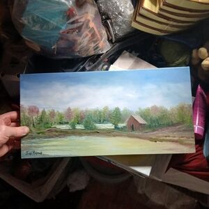 Tranquil Landscape Canvas Art with Blue and Green Hues